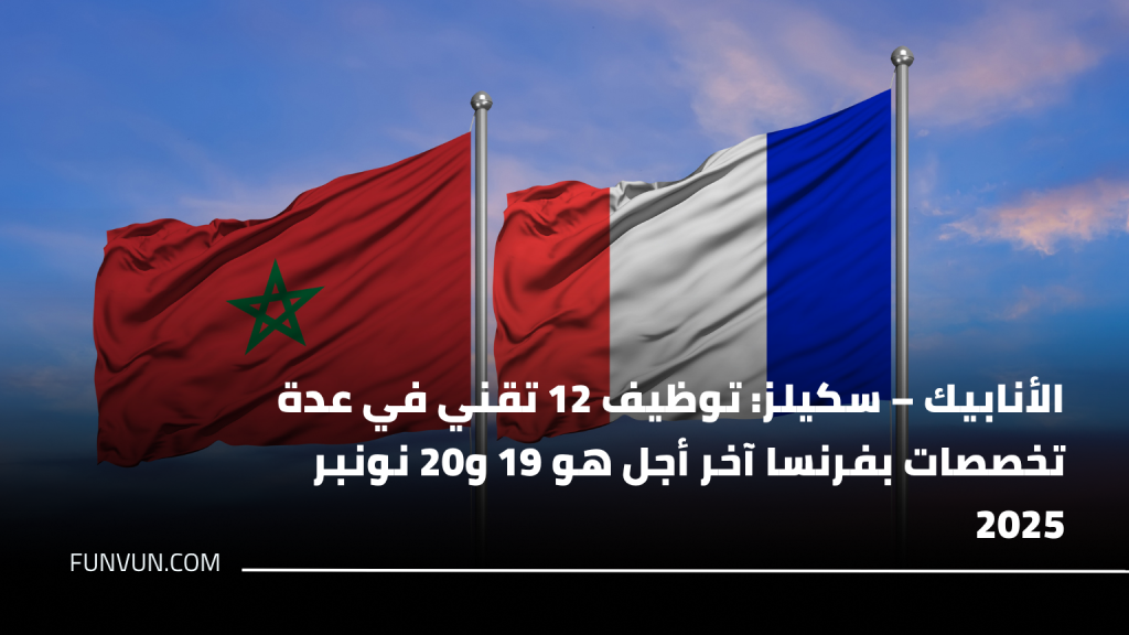 الأنابيك – سكيلز: توظيف 12 تقني في عدة تخصصات بفرنسا آخر أجل هو 19 و20 نونبر 2025